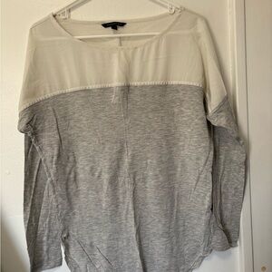Banana Republic Gray and Cream Long Sleeve Top